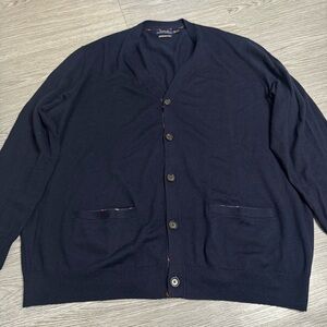 Polo Ralph Lauren Cardigan Sweater 2XLT Tall Navy Blue Button Up Merino Wool